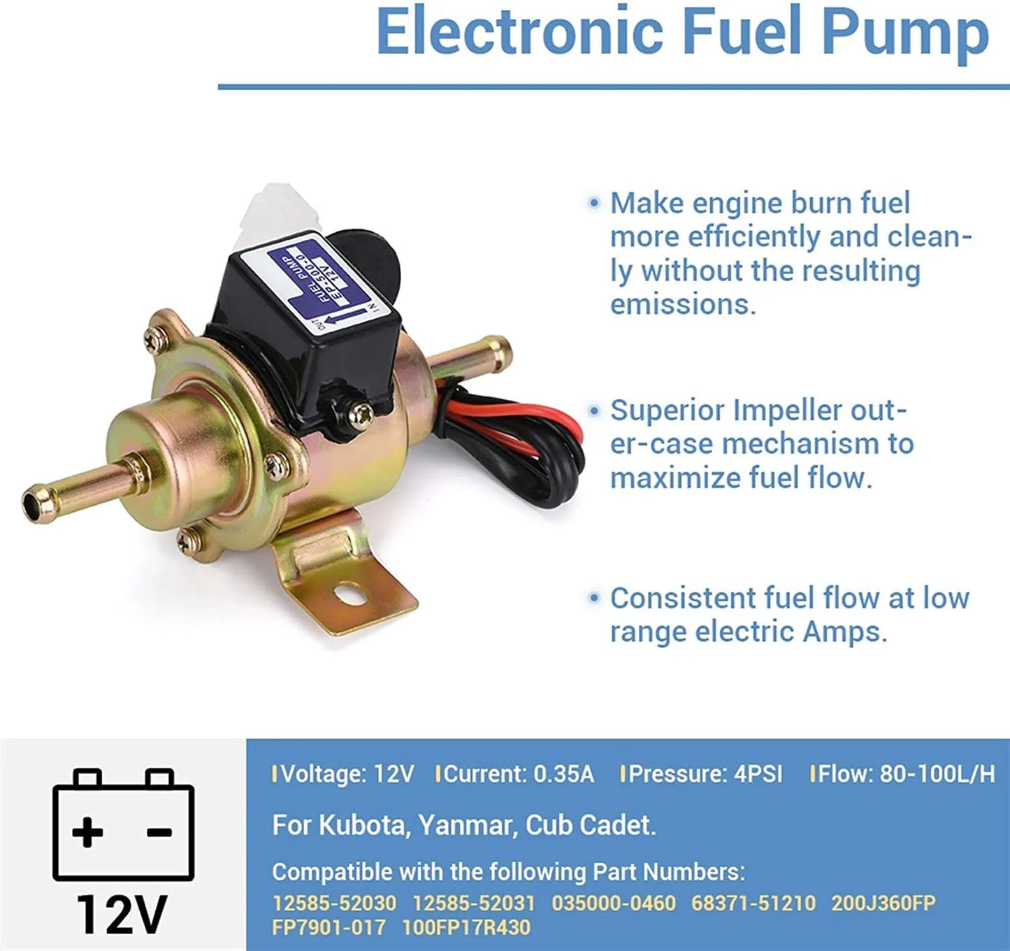 Universal Electric Car Fuel Pump Diesel Petrol Gasoline 12V EP500-0 035000-0460 12585-52030 1258552031 EP500 FP-1010-G