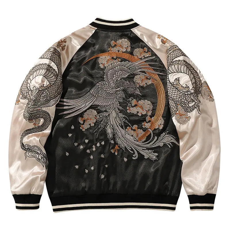 Spring and Autumn Embroidered  Jacket Dragon Animal Men's Baseball Uniform Embroidered Contrast Color Casual Couple Clothes