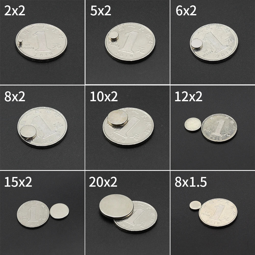 مغناطيس دائري 2x2,4x2,5x2,6x2,8x2,10x2,12x2,15x2,20x2 مم نيوديميوم N35 دائم NdFeB قوي للغاية قرص مغناطيسي قوي