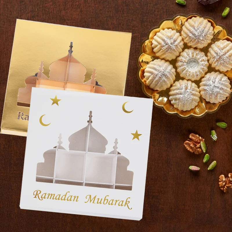 1-5Pcs Eid Mubarak Gift Box Candy Cake Chocolate Packaging Box Ramadan Kareem Home Decoration 2023 Islamic Muslim Party Supplies