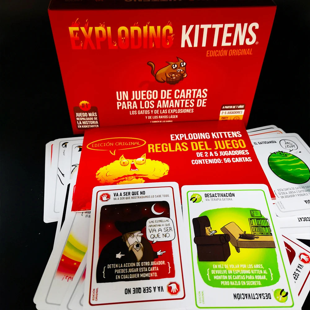 لعبة لوحة Exploding Kittens لحفلة عائلية، لعبة ورق للكبار والصغار مناسبة كهدية في العطلات