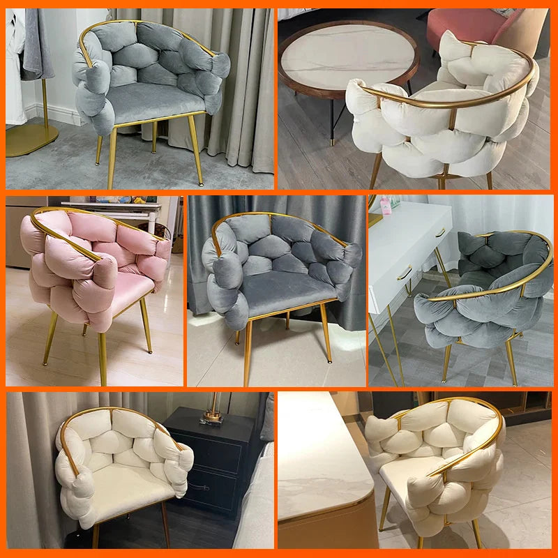 Light Luxury Fluffy Single Sofa Chairs Nordic Bedroom Casual Chair Nail Shop Makeup Chair Waiting Chairs Living Room Furniture