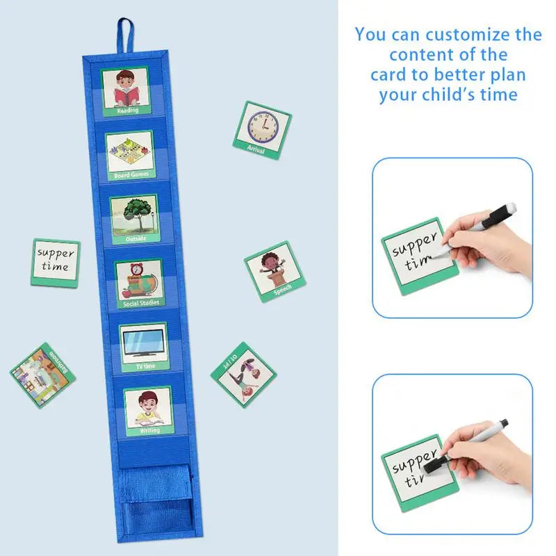 Kids Visual Schedule Bedtime Routine Chart Classroom Pocket Chart Daily Behavior Schedule With 45 Activity & 9 Blank Cards