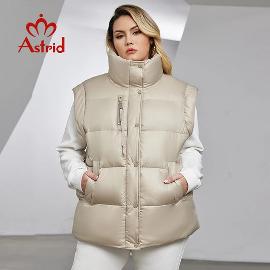 Astrid Women's Sleeveless Vest Down Jacket Padded Vest Warm Plus Size Women Fashion Street Waistcoat Ladies Casual Winter Coat