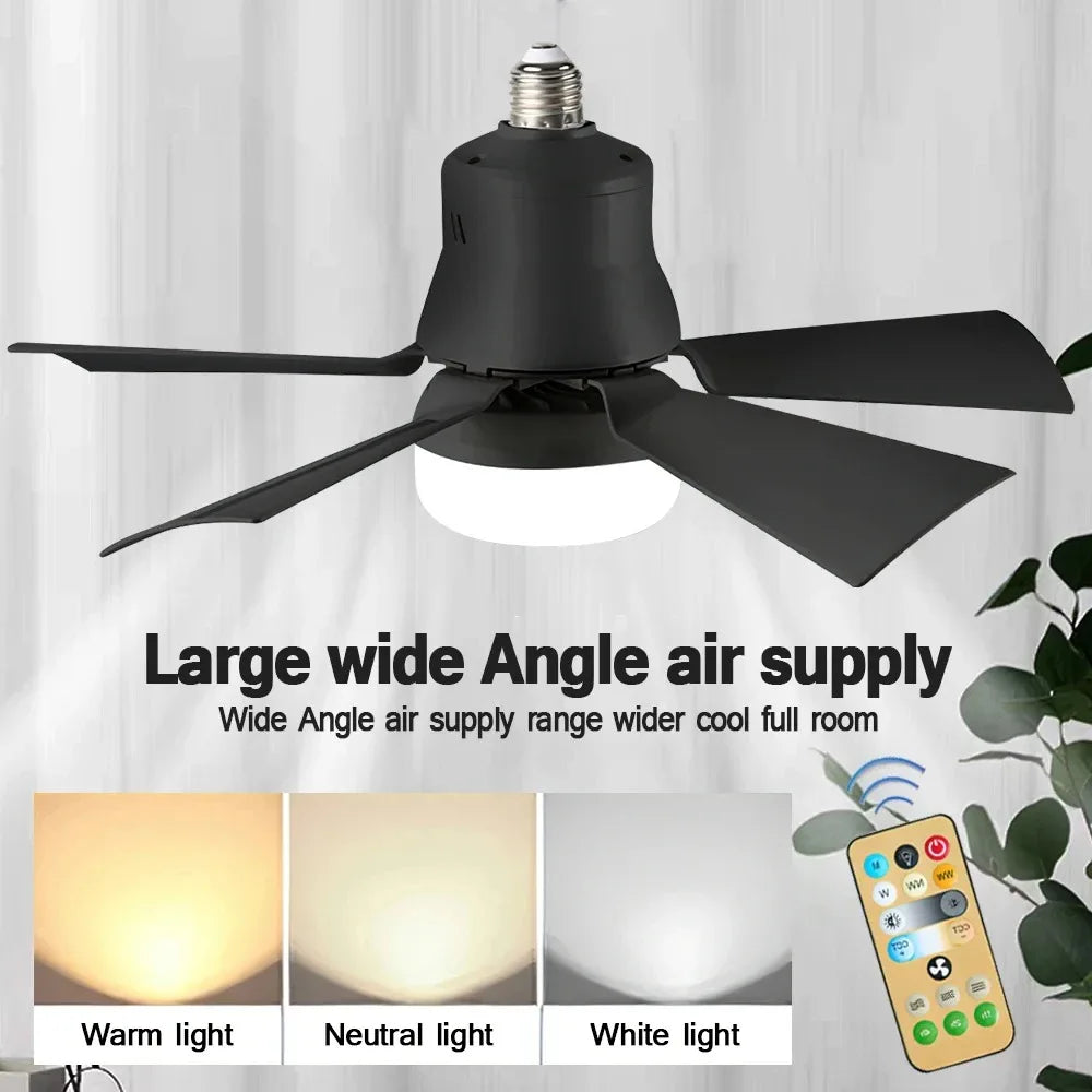 Ceiling Fan LED With Light Remote Control Dimmable 30W E27 Base Modern Smart Wireless Fans Lighting For Bedroom and Living Room