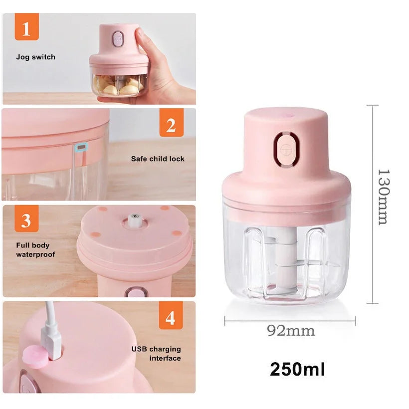 Baby Food Maker Mini Electric Garlic Chopper Meat Grinder Garlic Masher Machine Sturdy Durable Crushed Ginger Vegetable Crusher