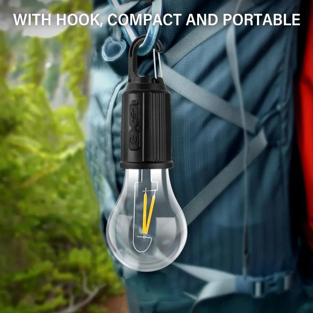 Outdoor USB Rechargeable LED Lamp Bulbs High Brightness Emergency Light Hook Up Camping Fishing Portable Lantern Night Lights