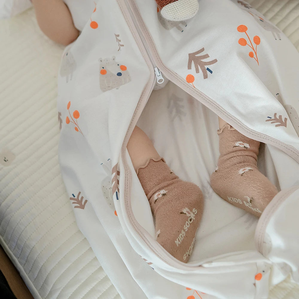 Baby Sleeping Bag Summer Thin Baby Sleepsack Kids Sleepwear Anti-Kick Blanket 3-18Months Stars Sky Cartoon Print 100% Cotton