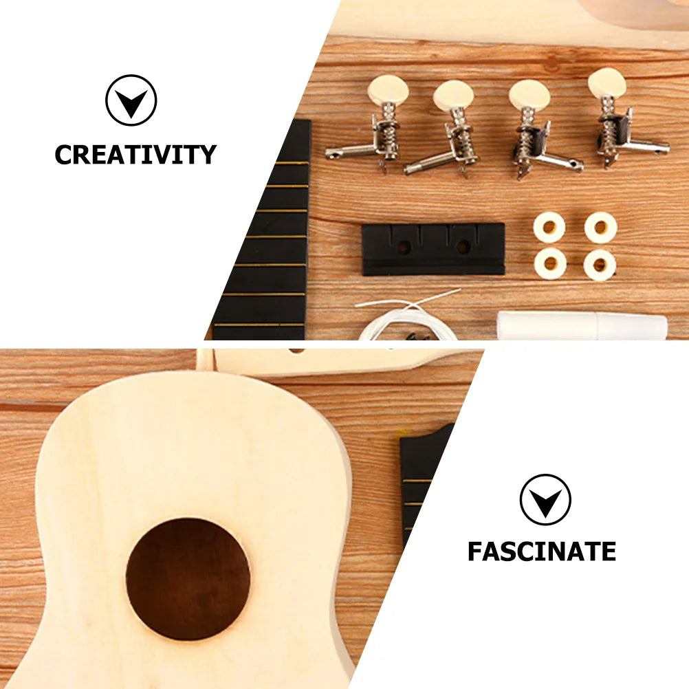 Wood Toys Ukelele Beginner Guitar Ukulele DIY Material Handmade Kit Instrument Crafts Supplies Child Scream