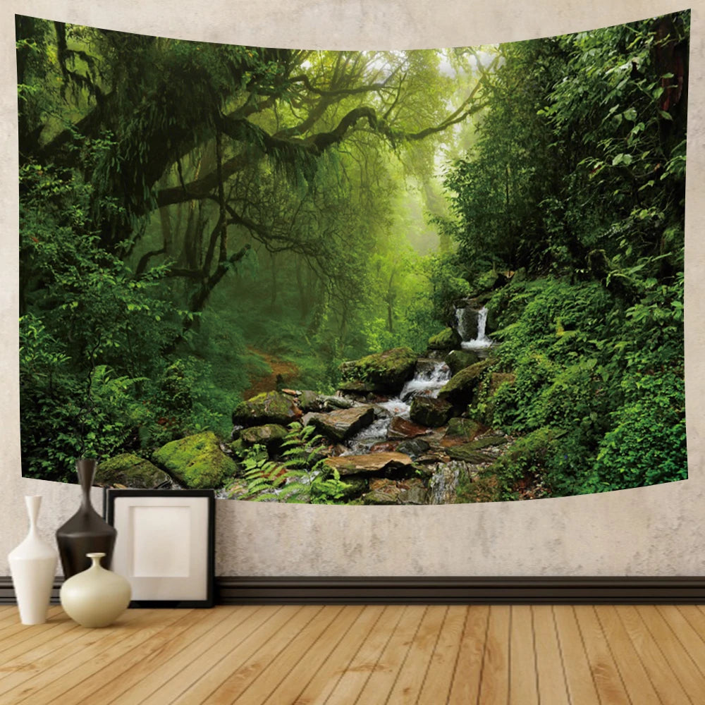 Nature Landscape Tapestry Beautiful Tropical Forest Wall Hanging Hippie Bedroom Living Room College Dorm Home Decorations