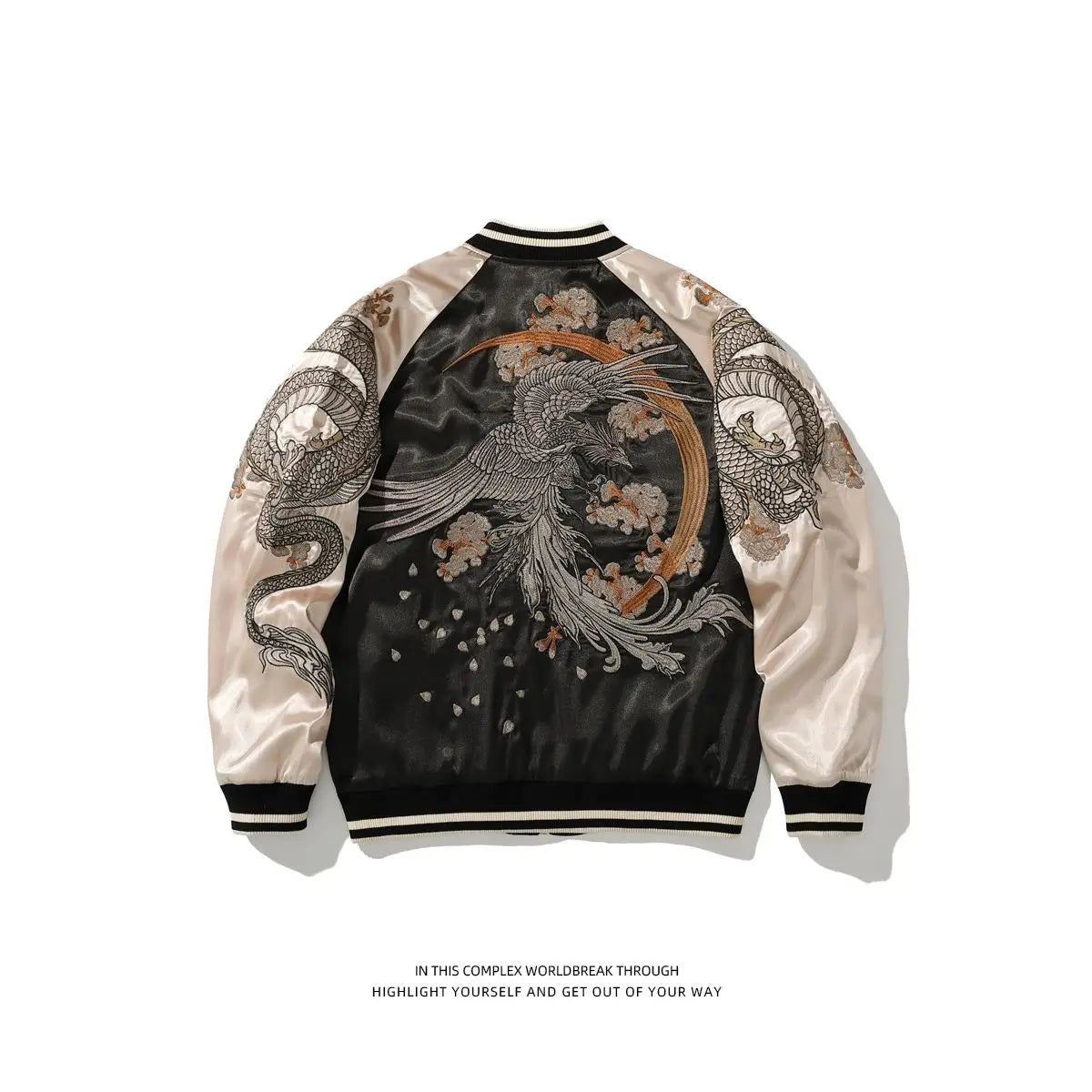 Spring and Autumn Embroidered  Jacket Dragon Animal Men's Baseball Uniform Embroidered Contrast Color Casual Couple Clothes