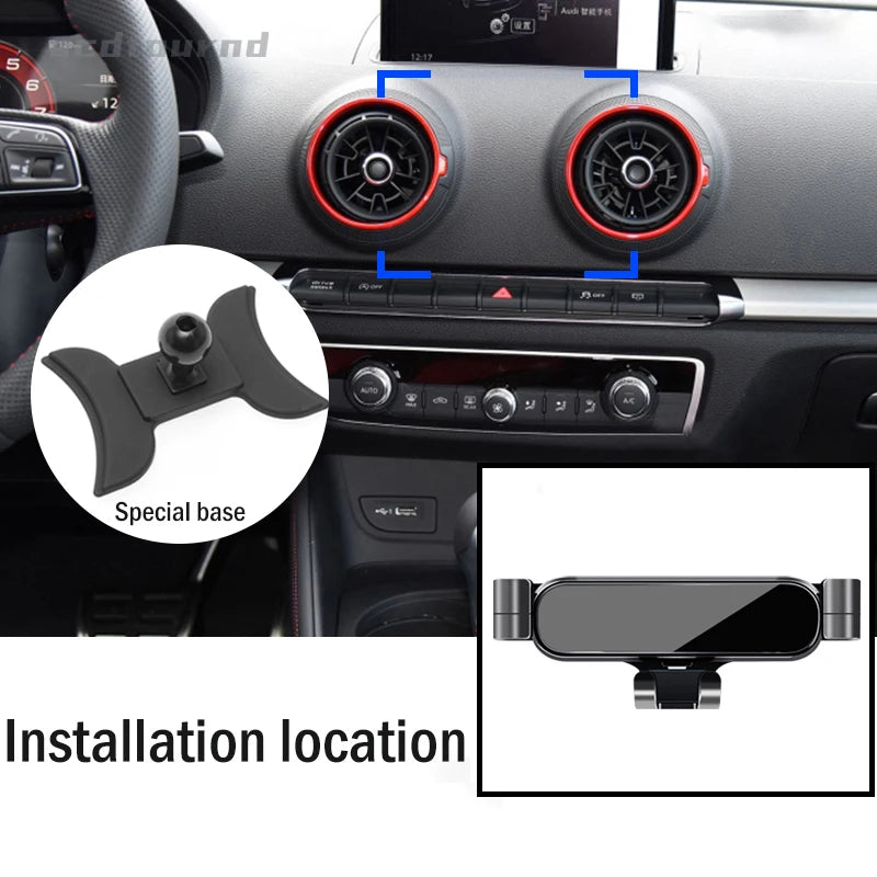 Car Phone Holder for Audi A3 S3 8V 2014-2020 Gravity Navigation Bracket GPS Stand Air Outlet Clip Support Mount Accessories