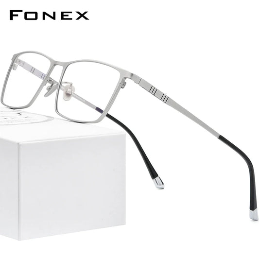 FONEX Pure Titanium Glasses Frame Men Square Eyewear 2020 New Male Classic Full Eyeglasses Frames F85641