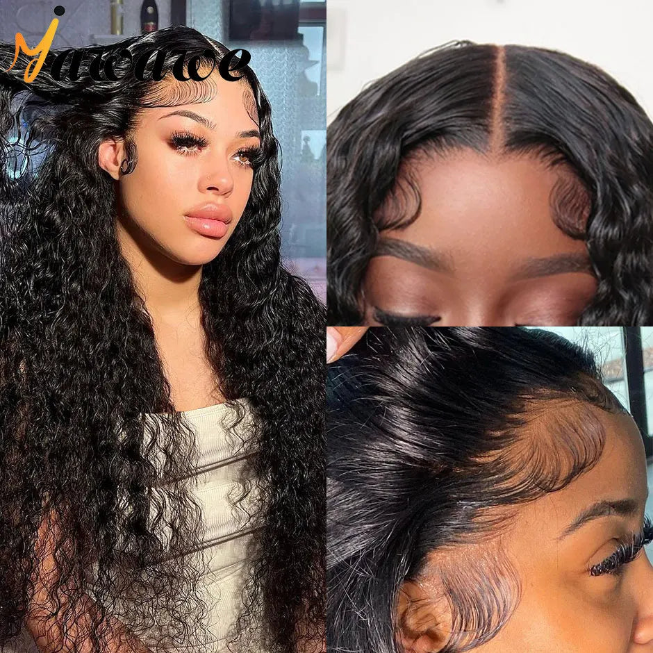 YAWAWE Water Wave 13x6HD Lace Frontal Wigs Brazilian Wigs Human Hair For Women Deep Curly Wear Go Glueless Wig preplucked Precut