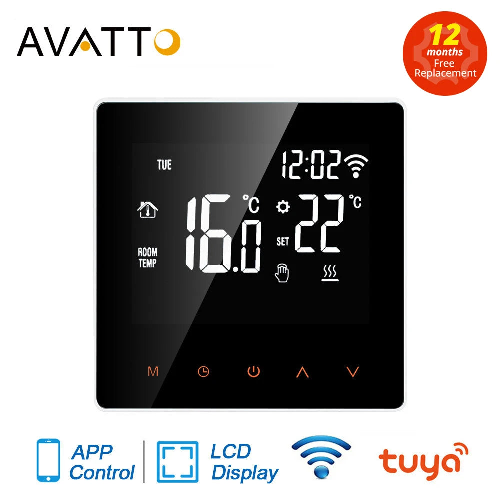 AVATTO Tuya WiFi Smart Thermostat, электрический подогрев пола, водонагреватель/газовый котел, пульт дистанционного управления температурой для Google Home, Alexa