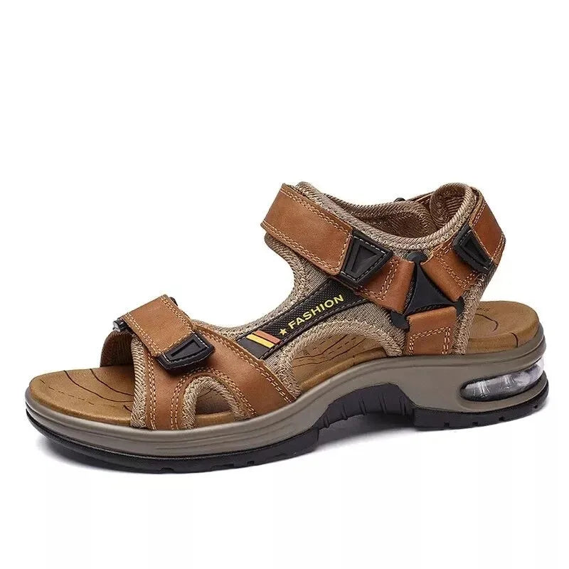 Brand Summer Men's Sandals Genuine Leather Men Slippers Gladiator Men Beach Sandals Soft Comfortable Outdoors Wading Shoes 38-46