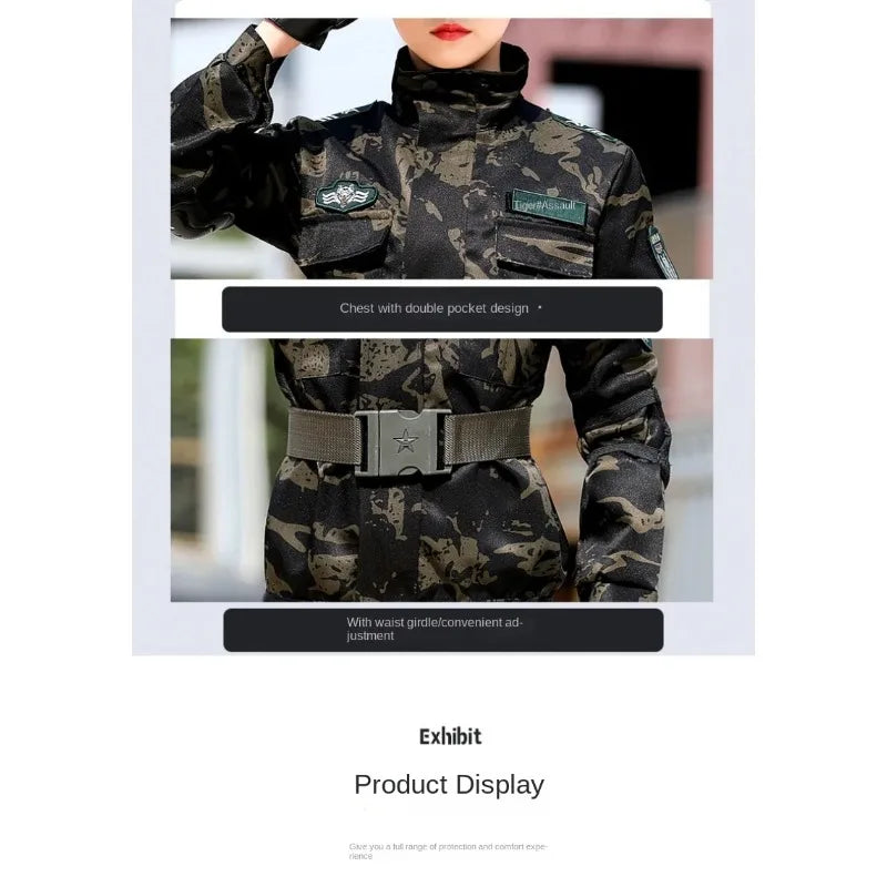 New Tactical Military Uniform for Children's Day Camouflag Disguise Adult Halloween Costume for Kid Girl Scout Boy Soldier Suit