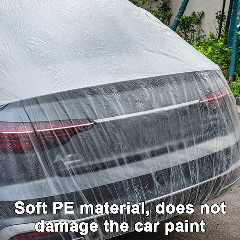 SEAMETAL Disposable Car Cover Indoor Dustproof PEVA Car Cover Transparent Soft Scratch-Free Auto Exterior Protector Universal