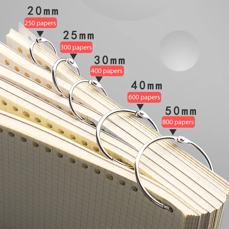 حلقات ربط معدنية مقاس 20/30/40/50 مم، ورق غير محكم، بطاقات فهرس الكتب، مشبك ربط الألبوم، مثقب، مستلزمات مكتبية