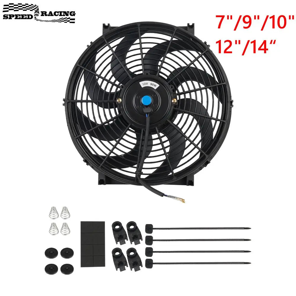 Universal 7/9/10/12/14 Inch 12V 80W 2100RPM Car Air Conditioning Electronic Radiator Cooling Fan Blade Electric Cool MountingKit