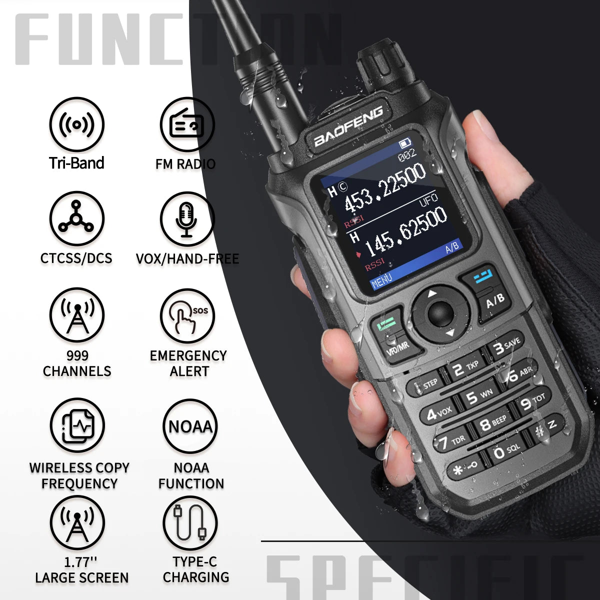 Baofeng UV 21 Pro Wireless Copy Frequency Walkie Talkie 16 KM Long Range Waterproof Flashlight Type-C Charger Ham Radio UV 5R