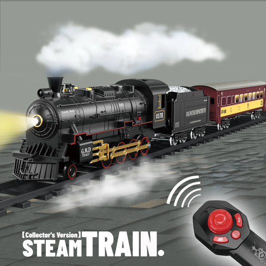 RC Train Toys Simulation Train Remote Control Retro Steam Electric Stepless Speed ​​Control Remote Smoking Train Детские игрушки