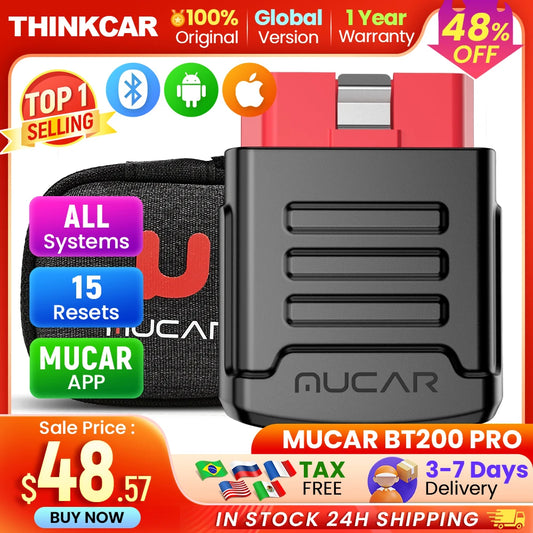 MUCAR BT200/BT200 PRO Bluetooth Car Diagnostic Tool Oil IMMO SAS 15 Reset OBD2 Scanner Auto Code Reader for Full System Diagnose