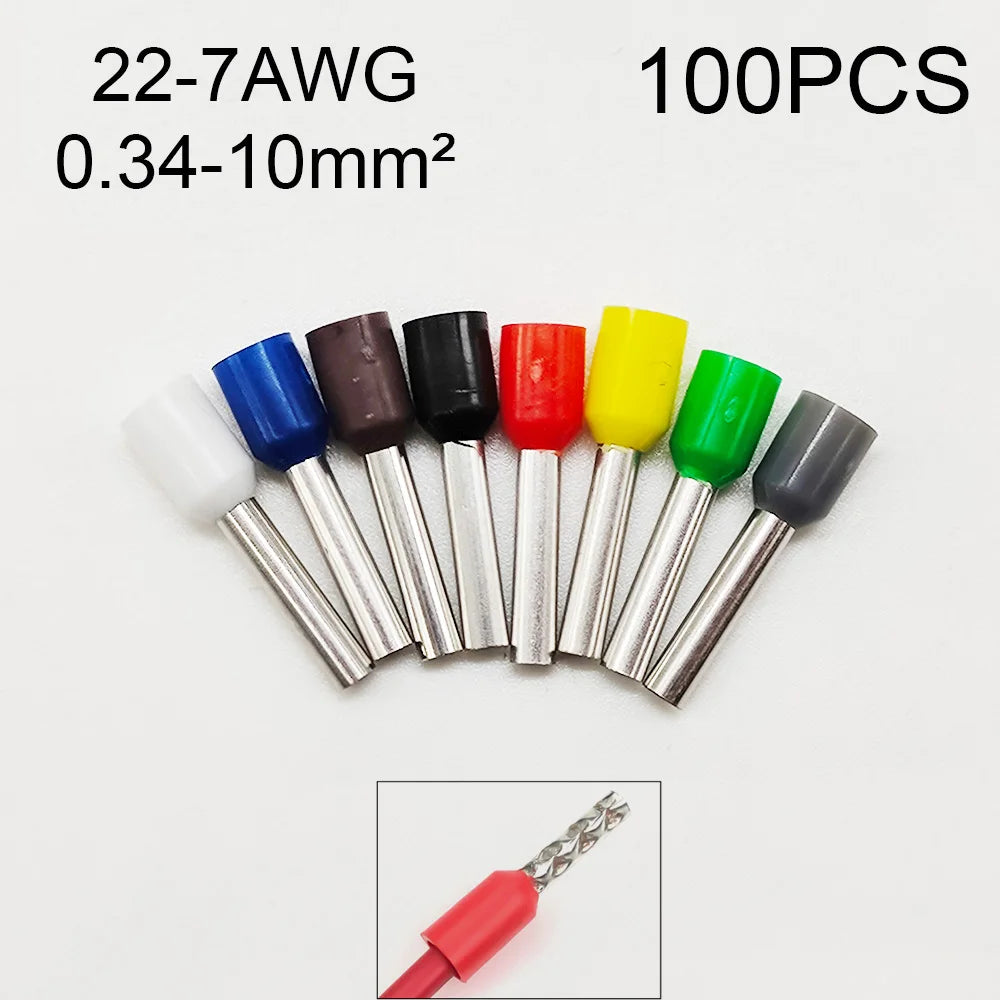 100Pcs Car Accessories Terminal Eletrico Wire Conector Crimp Connectors Terminal Connector Cable End Crimps Insulated Ferrule