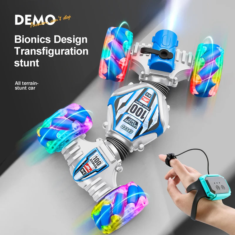 2023 Newest RC Stunt Car 2.4G Remote Control Cars RC Watch Gesture Sensor LED Rotation Gift Electronic Toy for Kids Boys