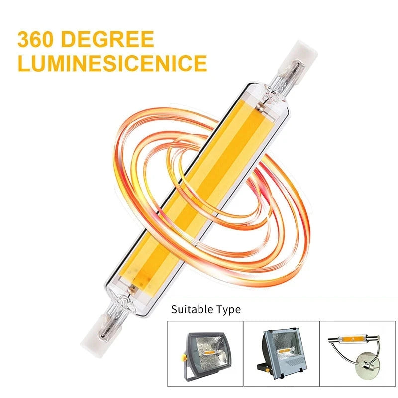 مصباح R7S LED أنبوب زجاجي COB 78MM 118MM مصباح ذرة R7S عالي الطاقة J78 J118 بديل لمصباح الهالوجين AC 110V 220V 240V Lampadas