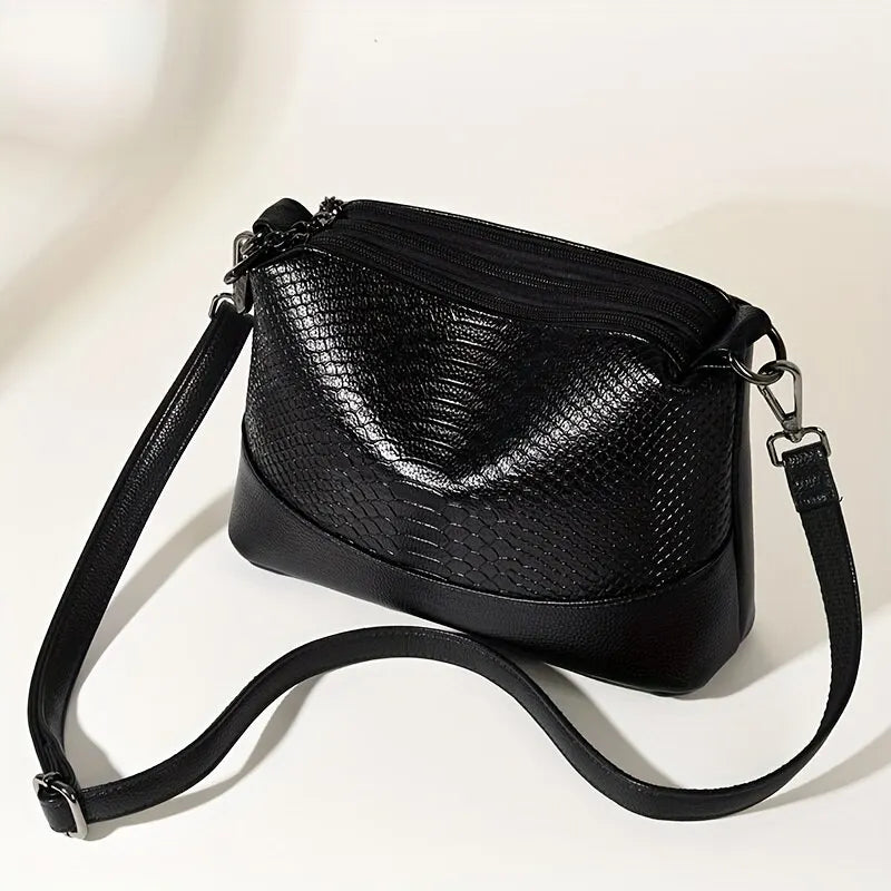 Crocodile Pattern Crossbody Bag Fashion PU Leather Shoulder Bag Gift for Women's Multi Zipper Purse Cross Body Bag Daily Use