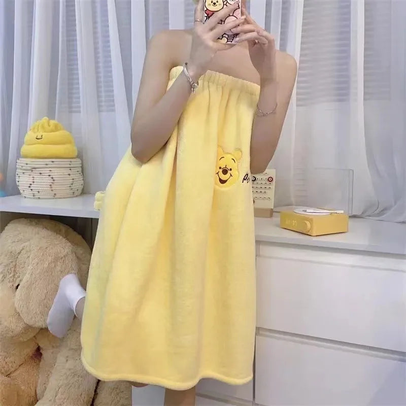 Sanrio Kuromi Bath Towel Can be Worn Wrapped in a Water Absorbing Bathrobe Dry Hair Cap Hair Band Large Towel Cartoon Bath Skirt