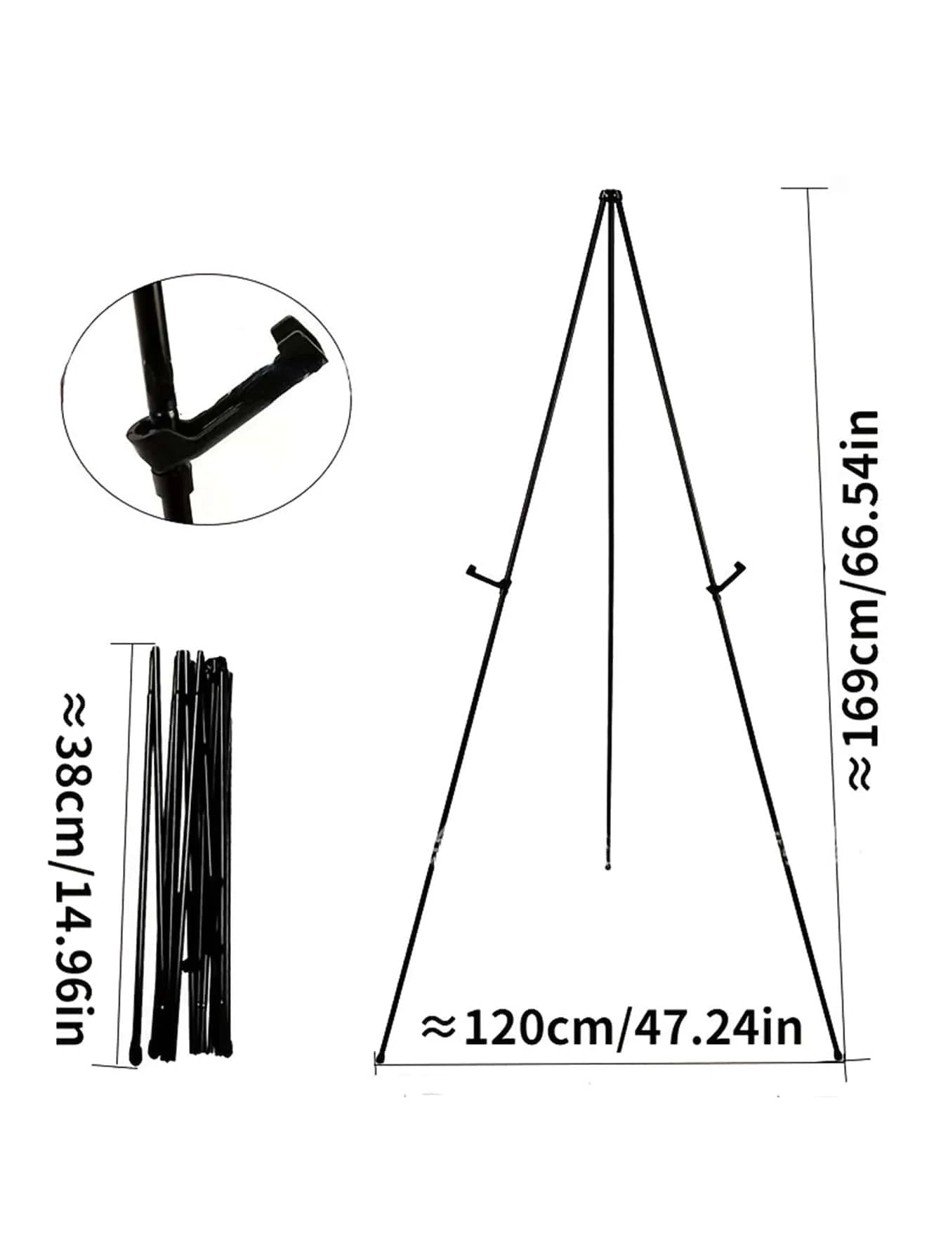 Bview Art High Steel Easy Folding Display Easel - Quick Set-Up, Instantly Collapses, Adjustable Height Display Holders