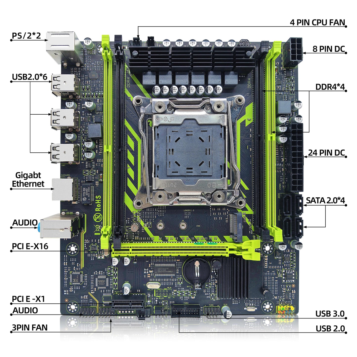 X99-8D4 ZSUS Motherboard Set Kit With Intel LGA2011-3 Xeon E5 2630 V4 CPU DDR4 16GB (1*16GB) 2133MHZ RAM Memory NVME M.2 SATA