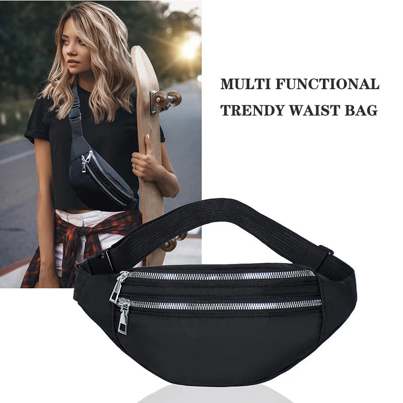 Geestock riñonera Women'S Waist Bag Nylon Fanny Packs Casual Women'S Chest Bags Man Belt Pouch Travel Hip Bag Sport Bum Bag