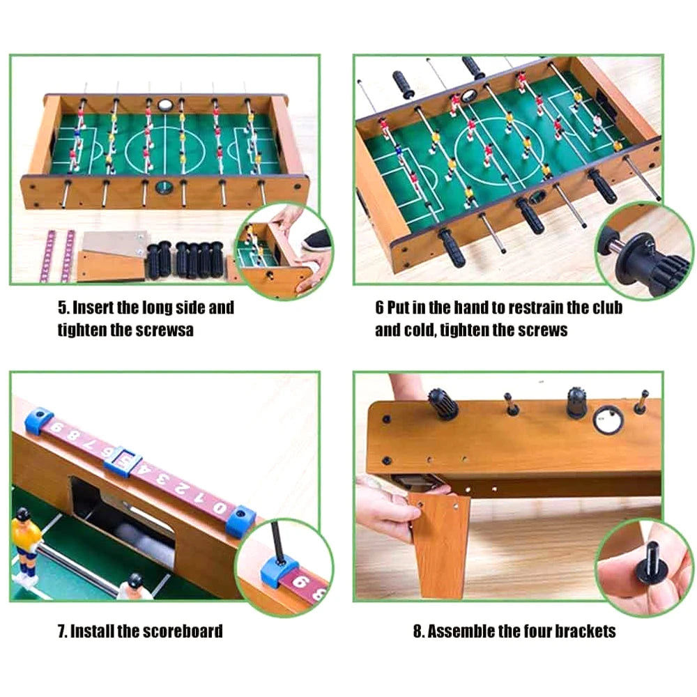 Wooden Foosball Table Easily Assemble Soccer Games Table Top Footballs Indoor Game Set for Room, Parties, Family Sport Kids Gift