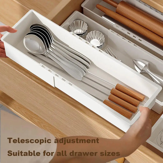 Retractable Drawer Organizer Multifunctional Retractable Drawer Storage Box for Kitchen Cutlery Office Supplies Underwear