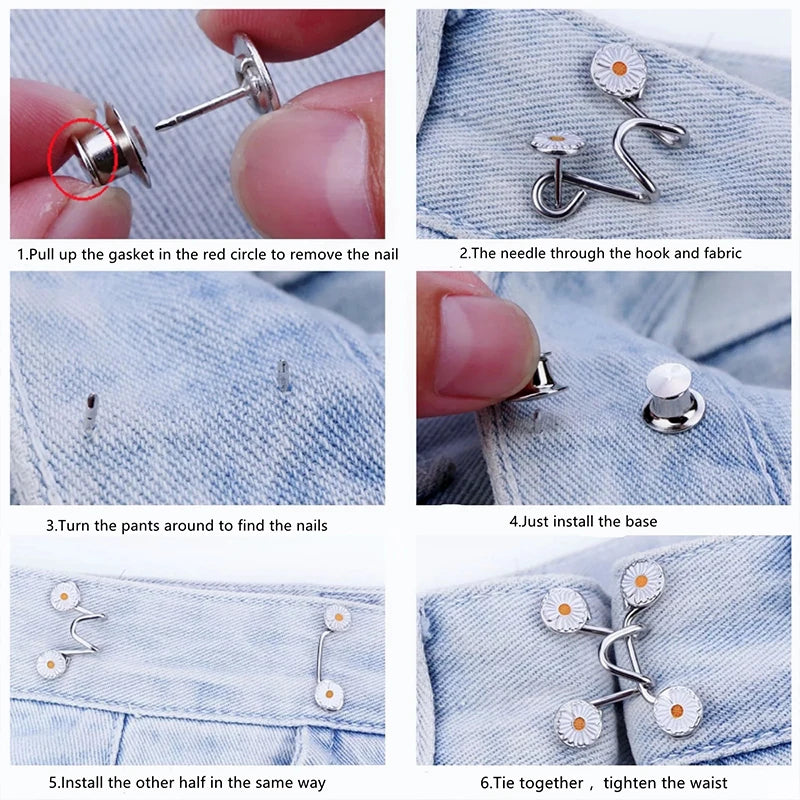 Women Skirt Pants Jeans Adjustable Waist Clip Metal Pins Clothing Accessories Sewing Women's Brooch Set Tighten Waist Brooches