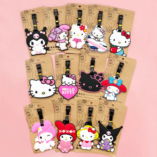 Hello Kitty Luggage Label Cute My Melody Luggage Tag Cartoon Suitcase ID Address Holder Baggage Boarding Portable