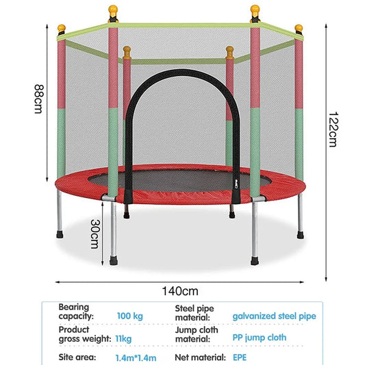 High Quality Trampoline for Children Exercise Trampoline with Protective Net Equipped Indoor Sports Entertainment Support 100 KG