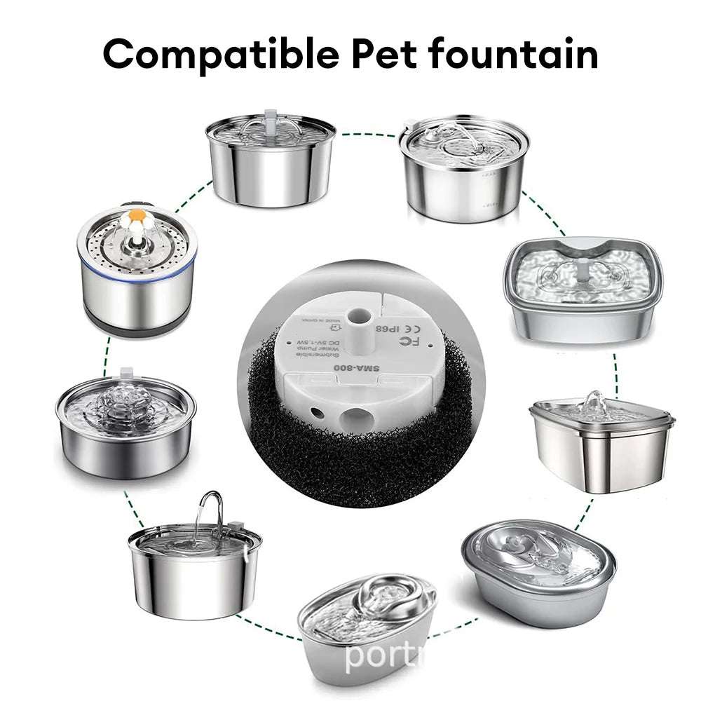 Pet Fountain Motor Submersible Pump Cat Water Drinker SMA-800 USB Water Pump Cats Fountain Accessories Mute DC 5V/1A Water Pump