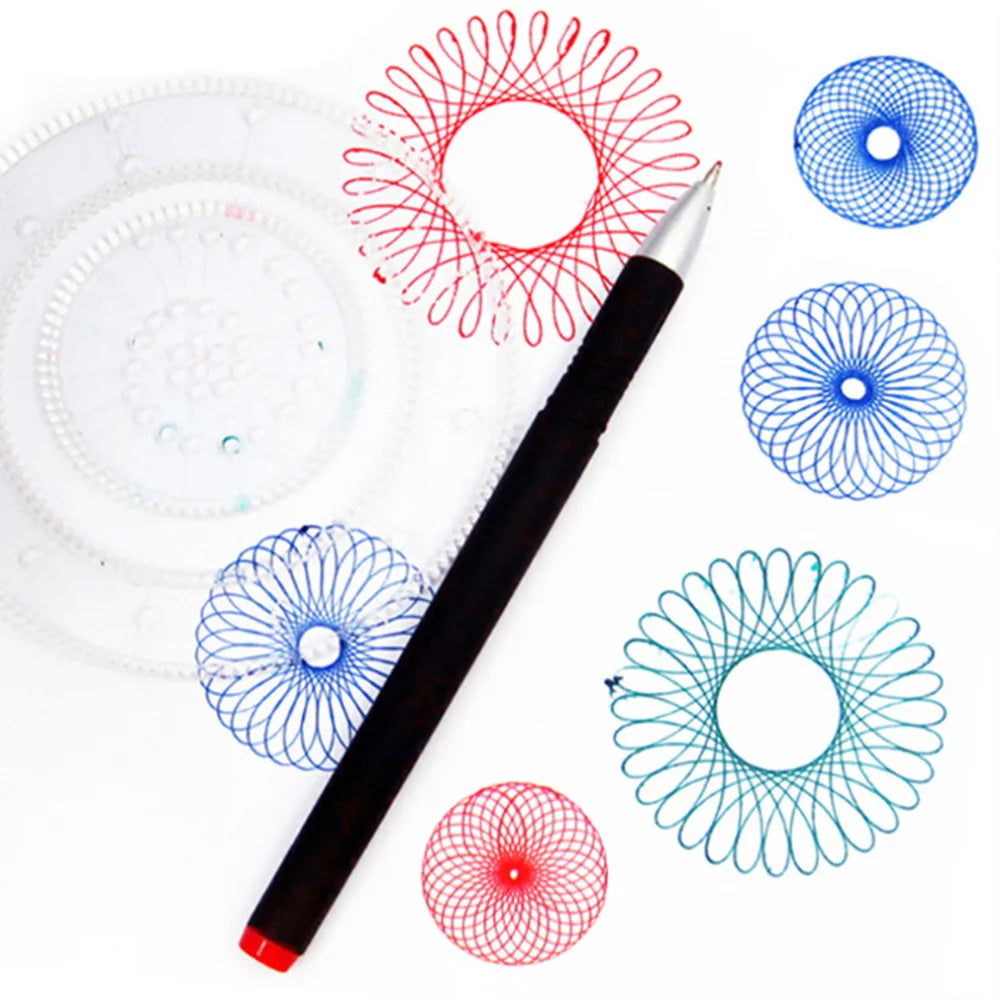 تصميمات تروس وعجلات متشابكة، رسم ألعاب تعليمية 2022 مجموعة تصميمات جديدة من Spirograph Deluxe مجموعة من الصفيح لرسم الحلزون