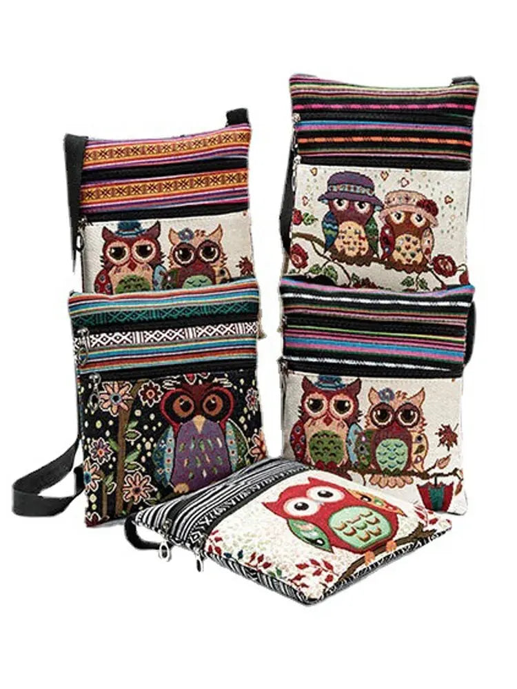 2023 Fashion Trend Owl Pattern Woven Embroidery Crossbody Ethnic Ladies Shoulder Bag For Women