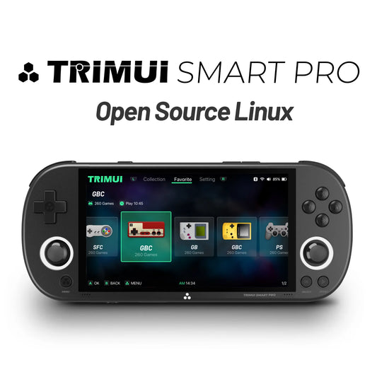 وحدة تحكم ألعاب Trimui Smart Pro المحمولة بشاشة IPS مقاس 4.96 بوصة ونظام Linux وعصا تحكم وإضاءة RGB ومشغل ألعاب فيديو ريترو Smartpro كهدية