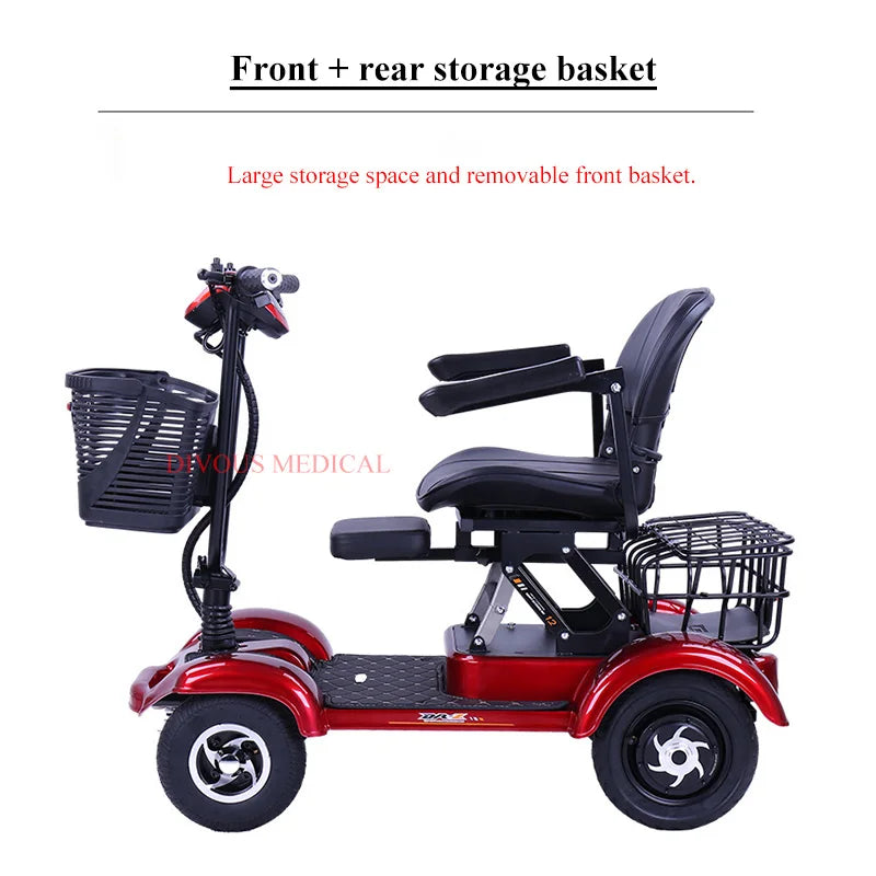 Humanized Design Disabled Chinese Electric Cars Adults  Four Wheeler Electric Scooter Folding Four-wheel Electric Vehicle