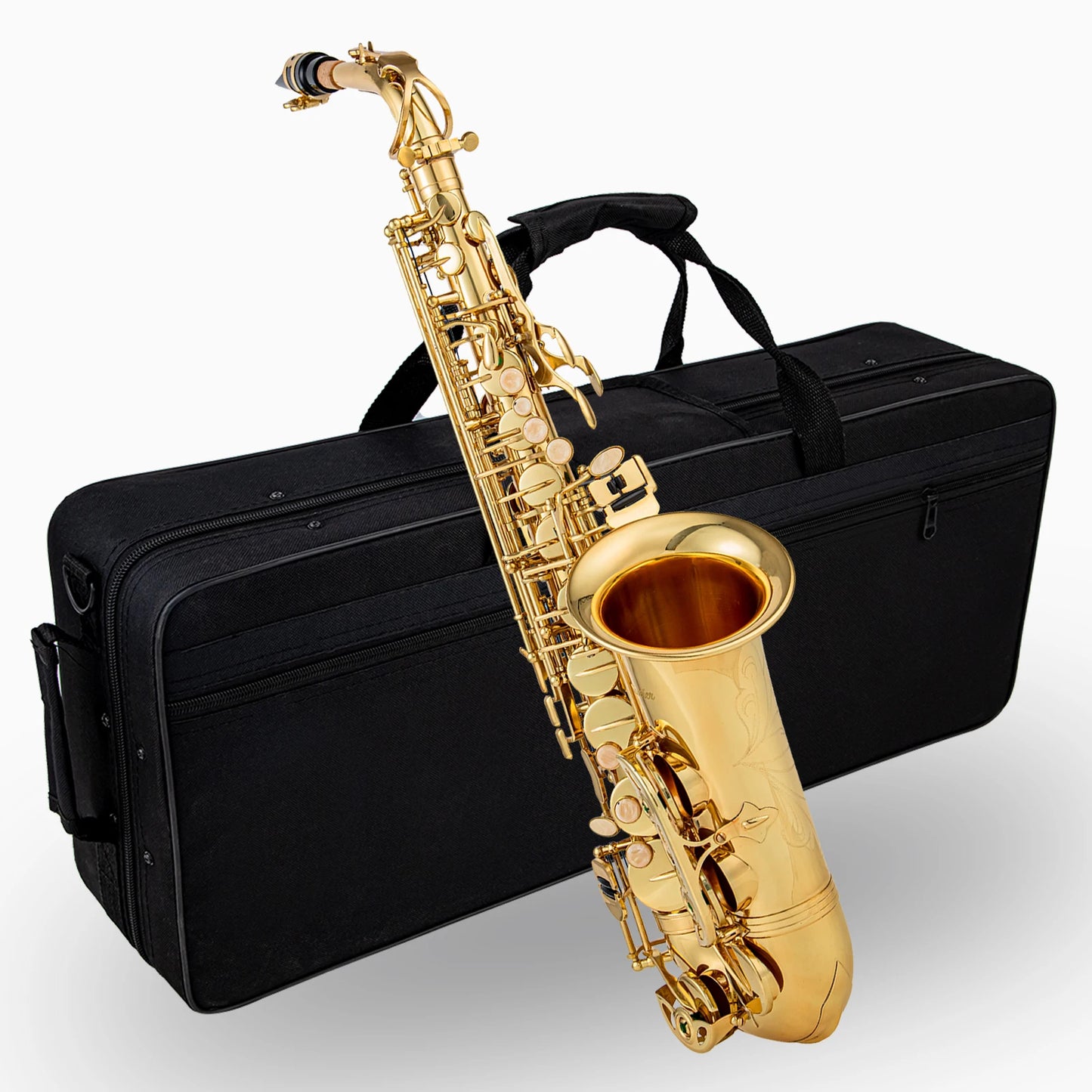 High Quality Eb Alto Saxophone Brass Lacquered Gold E Flat Sax Musical Woodwind Instrument With Case Mouthpiece Accessories