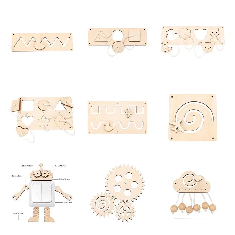 2024 DIY Montessori Busy Board Accessories Wooden Graffiti Digit Early Ball Treasure Helicopter Toy Educational Toy For Children Gift