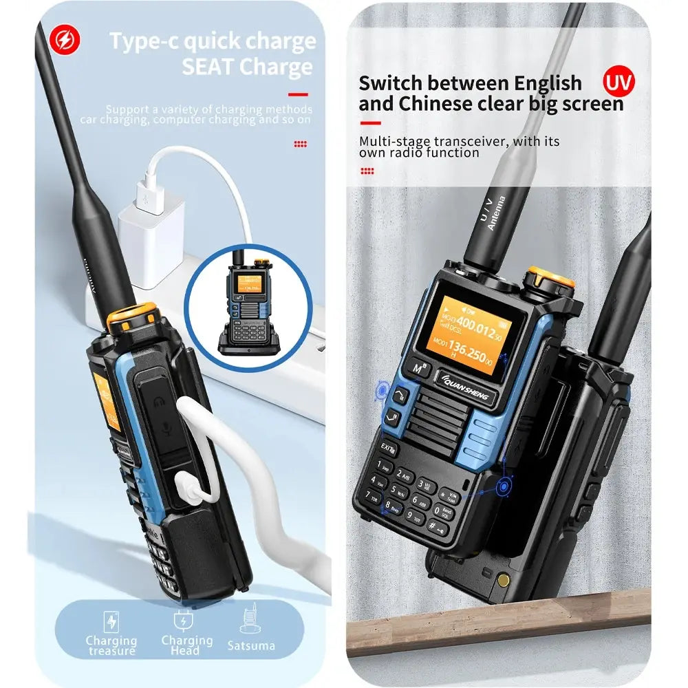 Quansheng UV-K6 Walkie Talkie 5 Вт Air Band Radio Type C Charge UHF VHF DTMF FM Scrambler NOAA Wireless Frequency Two Way CB Radio