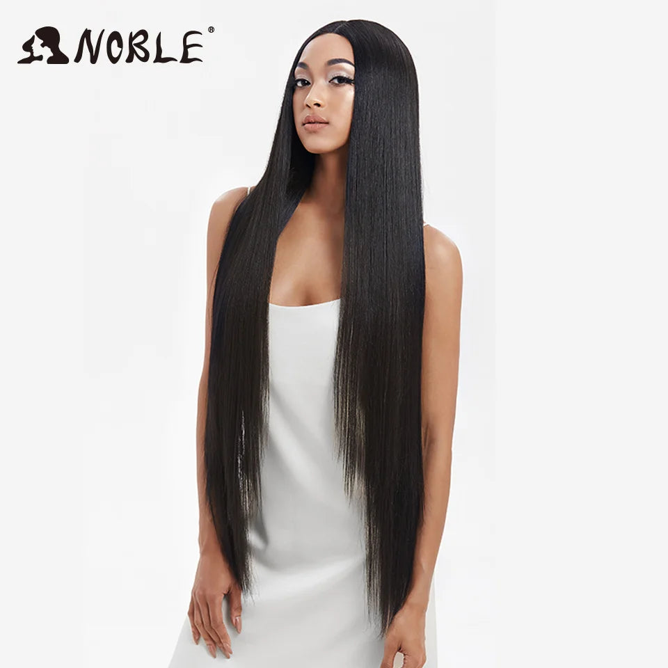 Noble Synthetic Lace Front Wigs For Women 38 Inch Straight Wig Lace Wig Ombre Blonde Lace Wigs Cosplay Straight Lace Front Wig