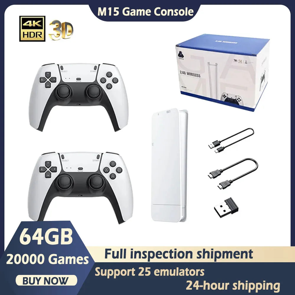 M15 Retro Game 64G 20000+ Games 4K High-HD Output Handheld Video Game Stick 20+emulator GBA PS1 Arcade Game